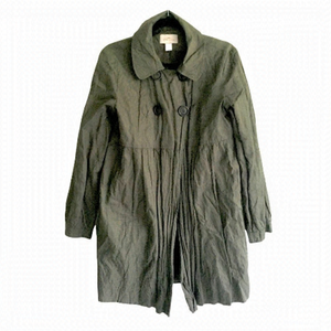 CYRILLUS PARIS Lagenlook Lightweight Double Breasted Crinkled Coat Green 12